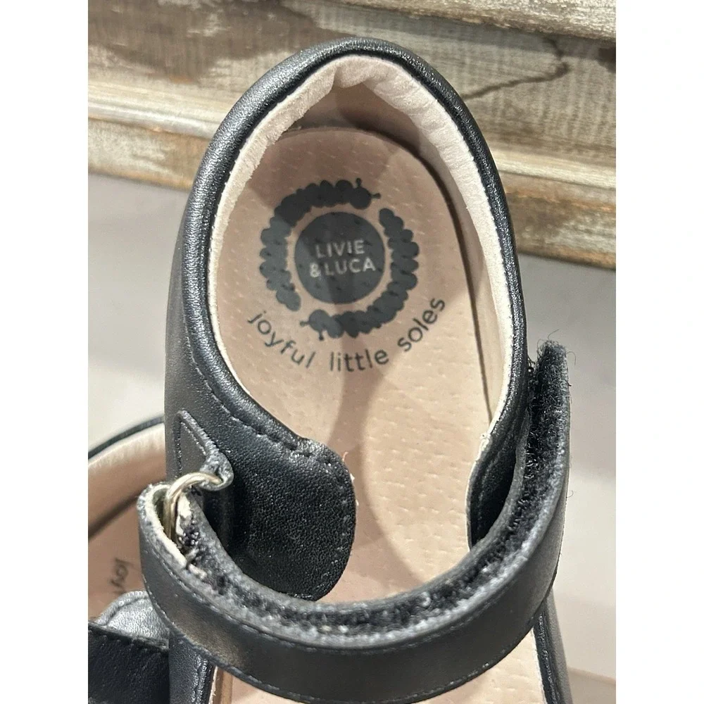 Livie and Luca PIEGA Black Leather Mary Jane Youth Shoes Size 2 EUC